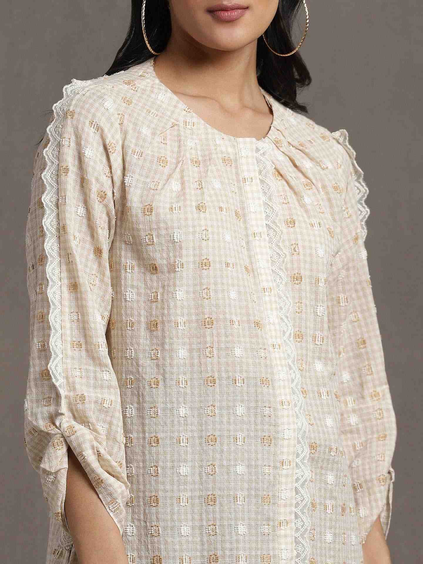 Beige Whimsical Heritage Kurti