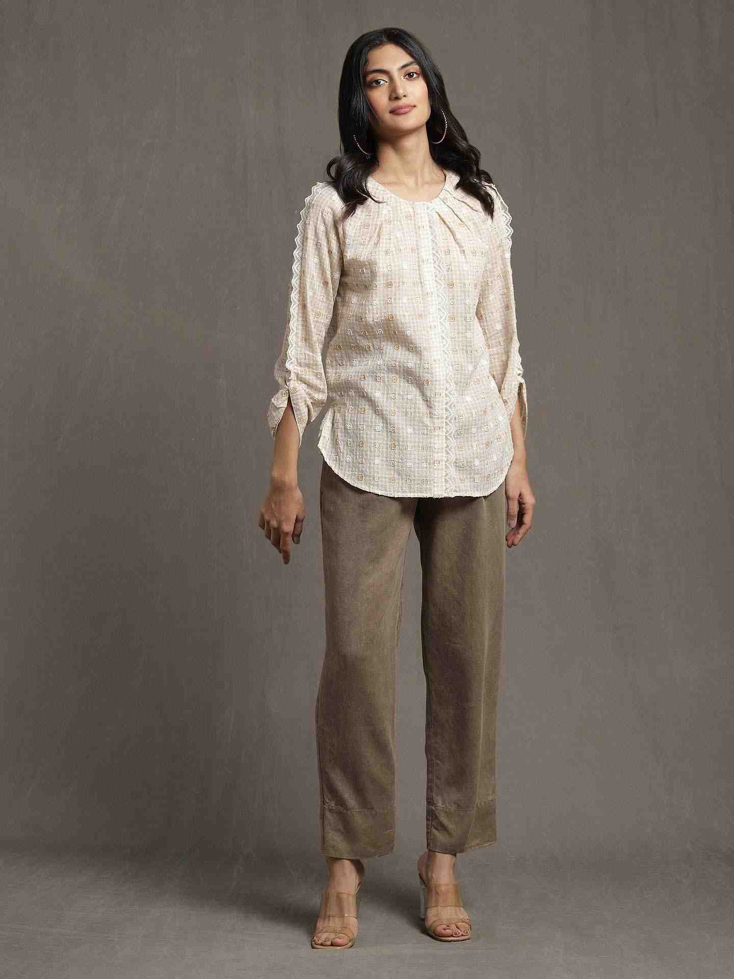 Beige Whimsical Heritage Kurti