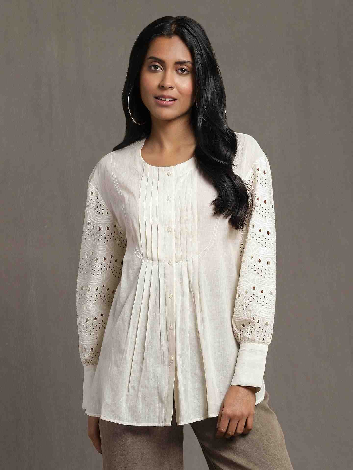 Ivory Whimsical Heritage Cotton Kurti
