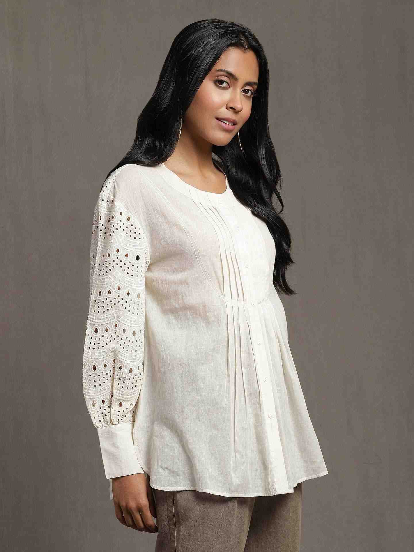 Ivory Whimsical Heritage Cotton Kurti