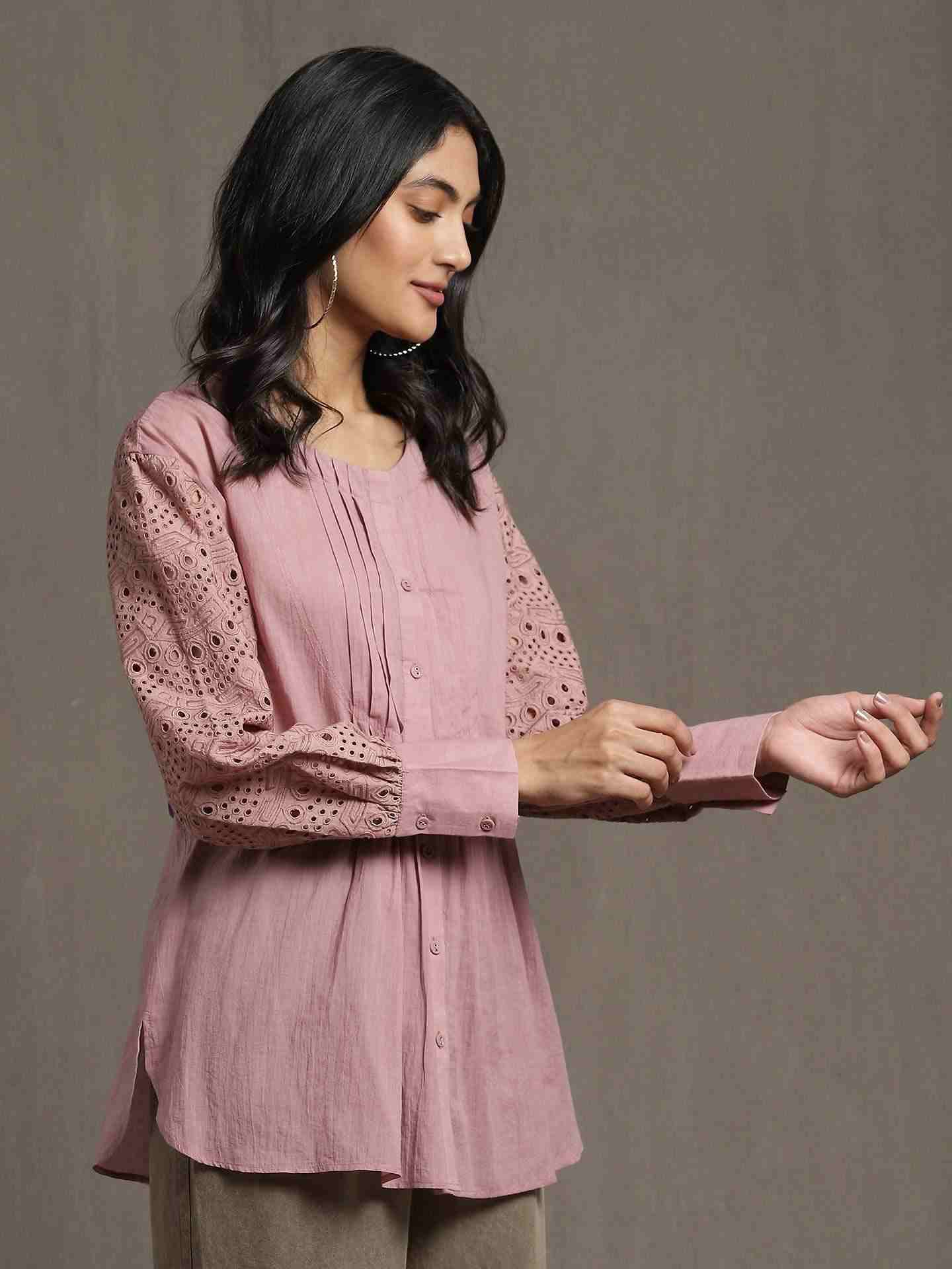 Pink Whimsical Heritage Cotton Kurti