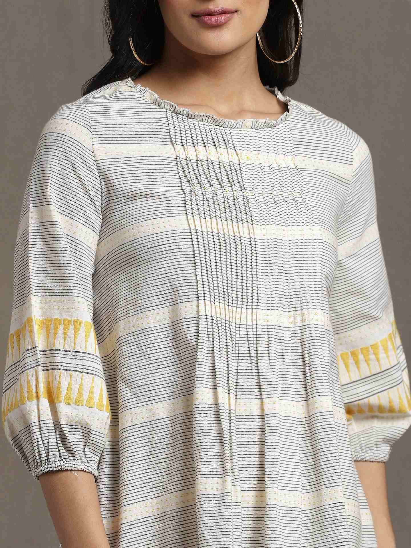 White Whimsical Heritage Cotton Kurti