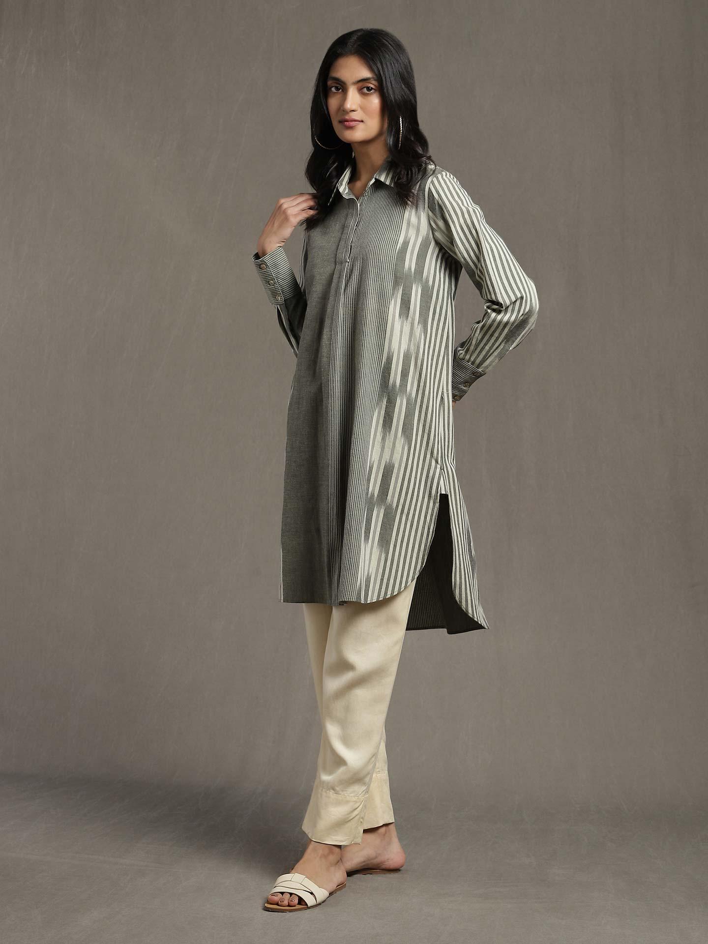 Green Whimsical Heritage Cotton Kurti