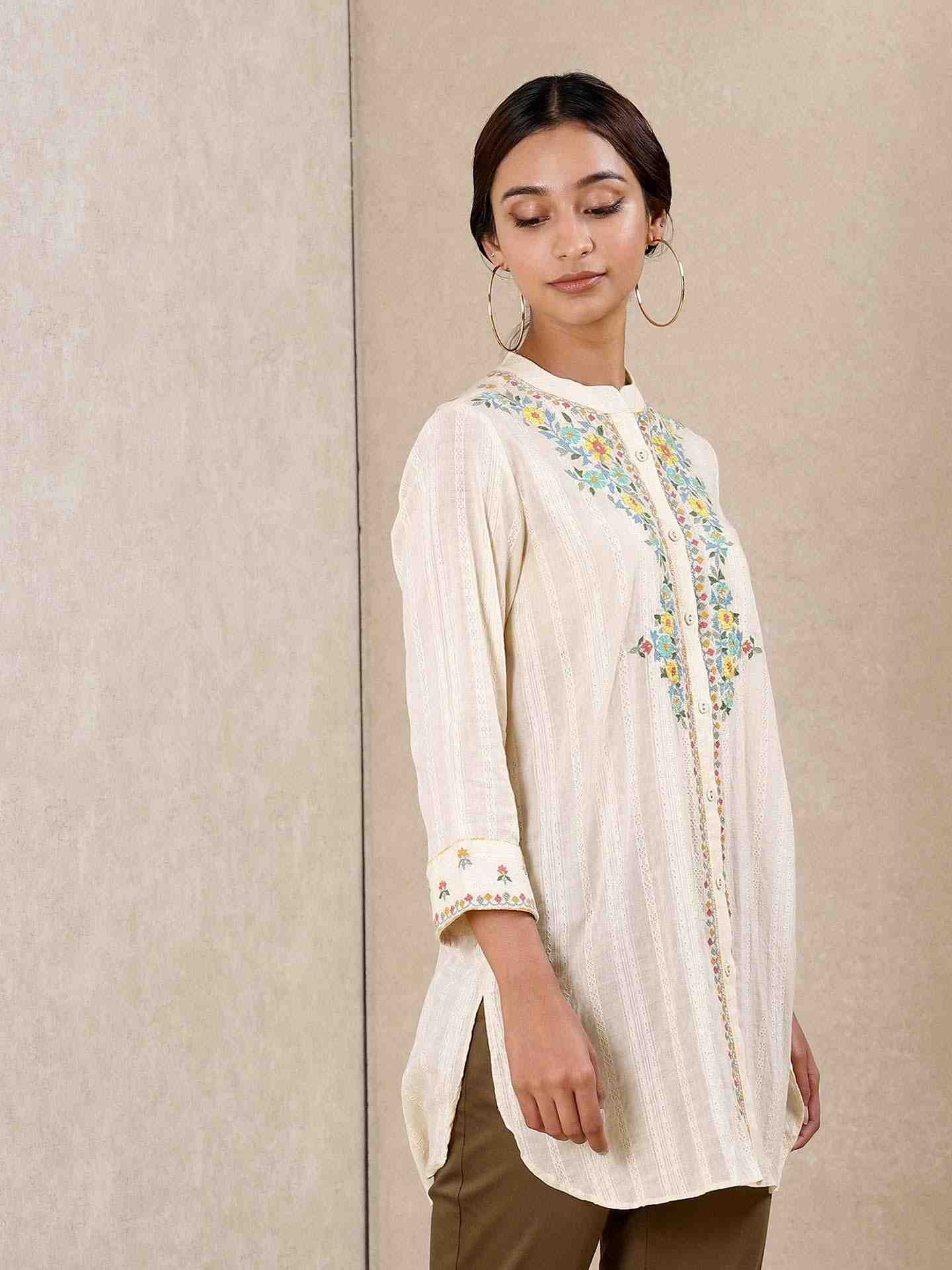 Off White Tales Of Uzbek Cotton Kurti