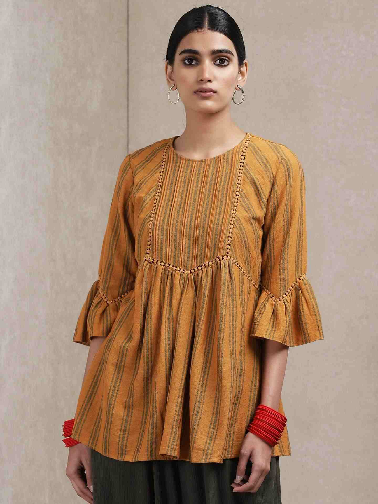Brown Classic Yarn-Dyed Cotton Kurti