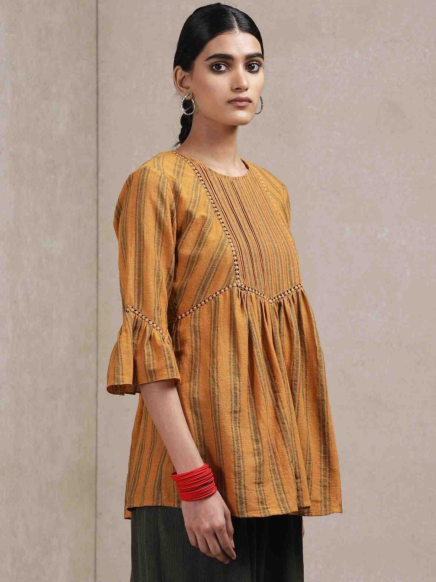 Brown Classic Yarn-Dyed Cotton Kurti