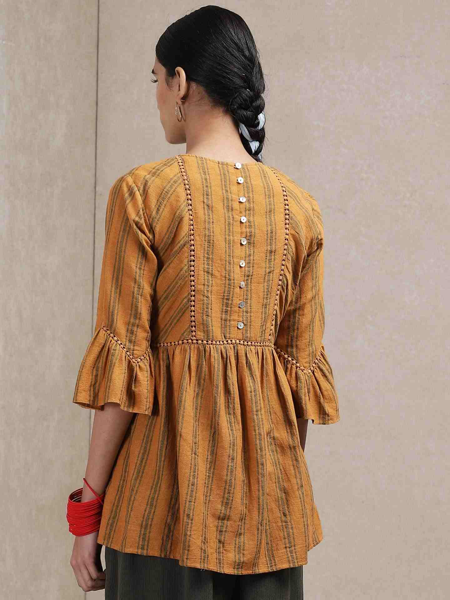 Brown Classic Yarn-Dyed Cotton Kurti