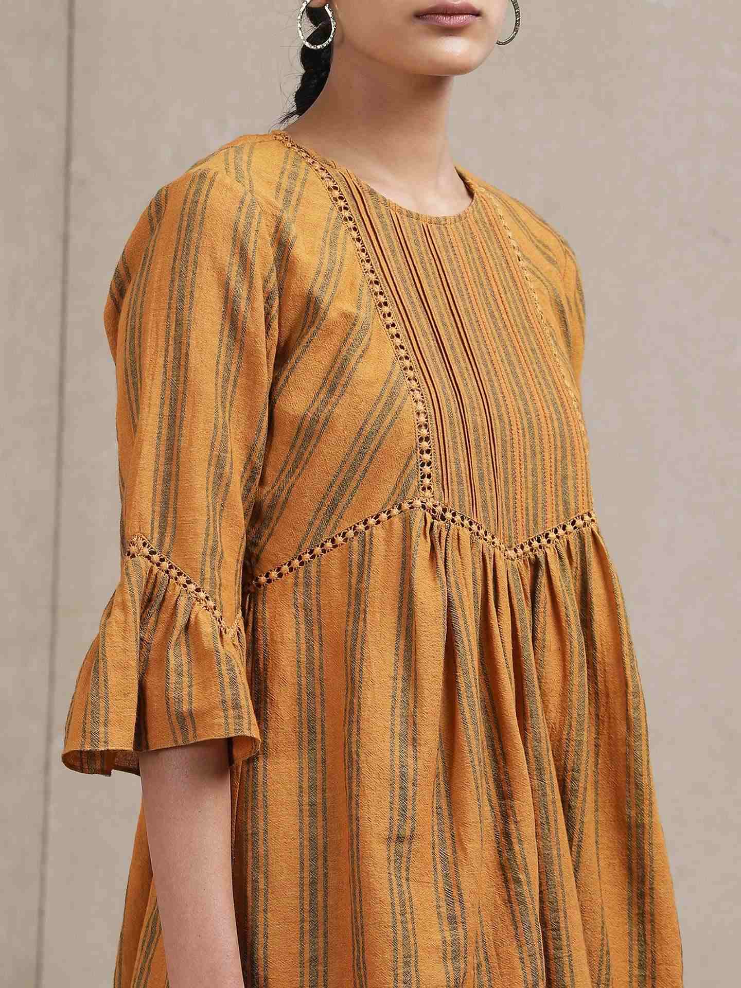 Brown Classic Yarn-Dyed Cotton Kurti