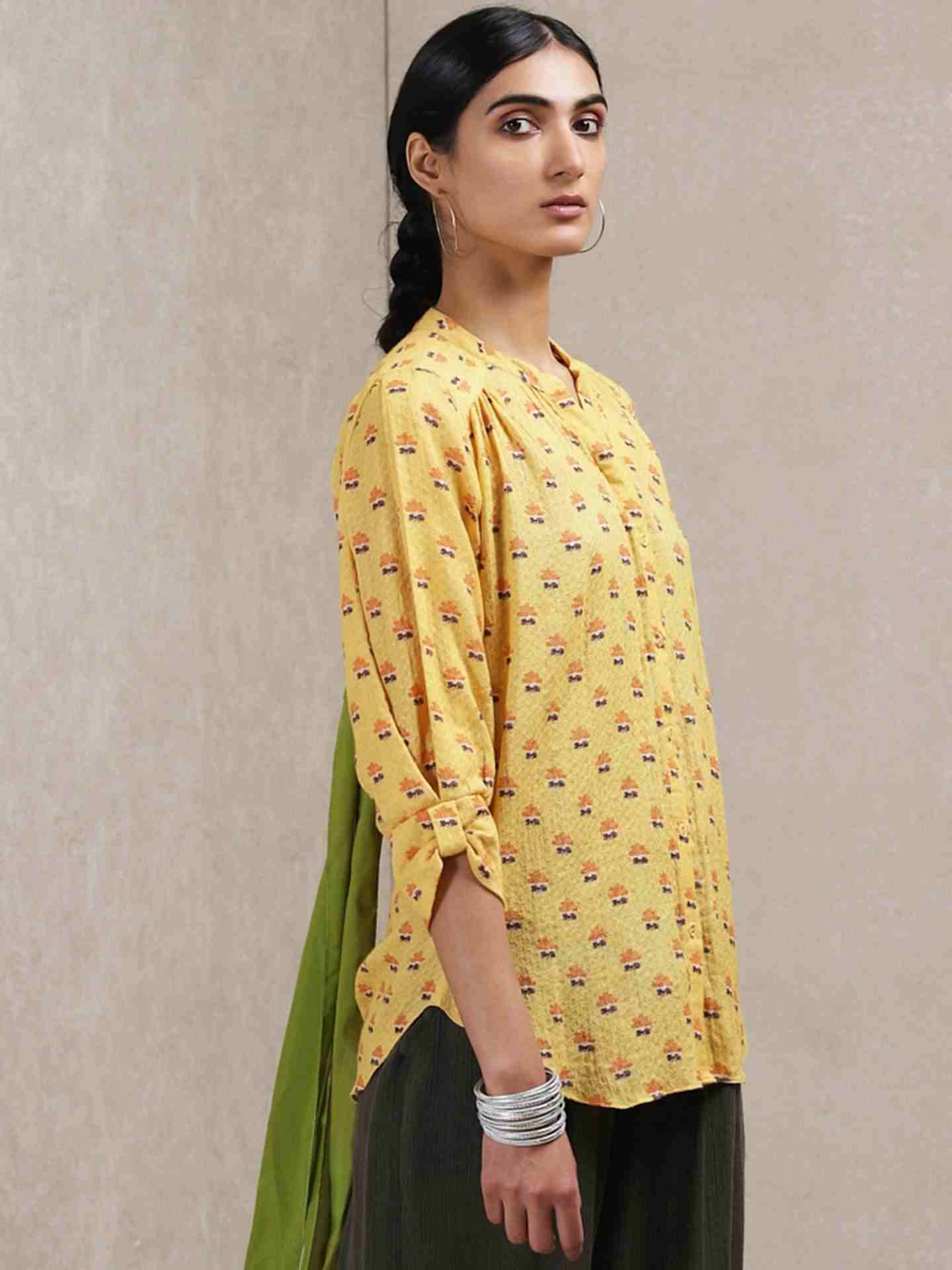 Yellow Classic Cotton Kurti