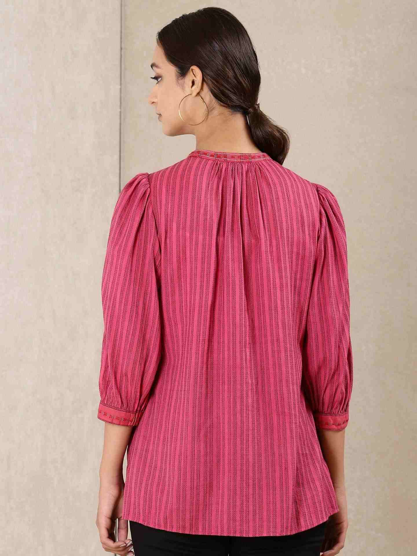 Red Modern Minimalist Yarn-Dyed  Kurti