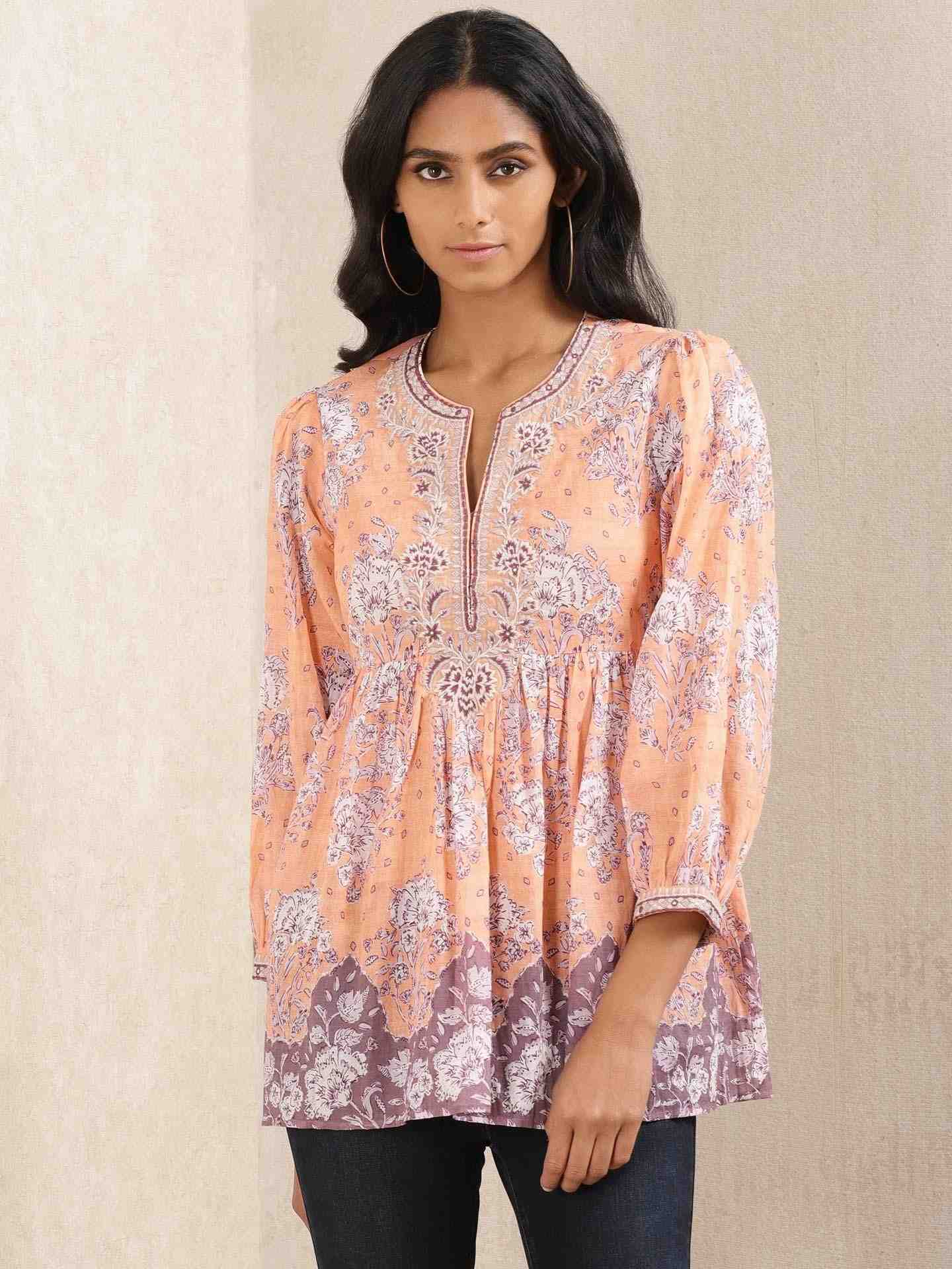 Peach Ratrani Kurti