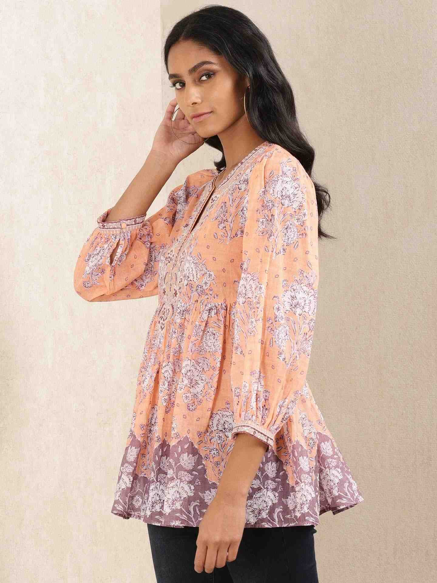 Peach Ratrani Kurti