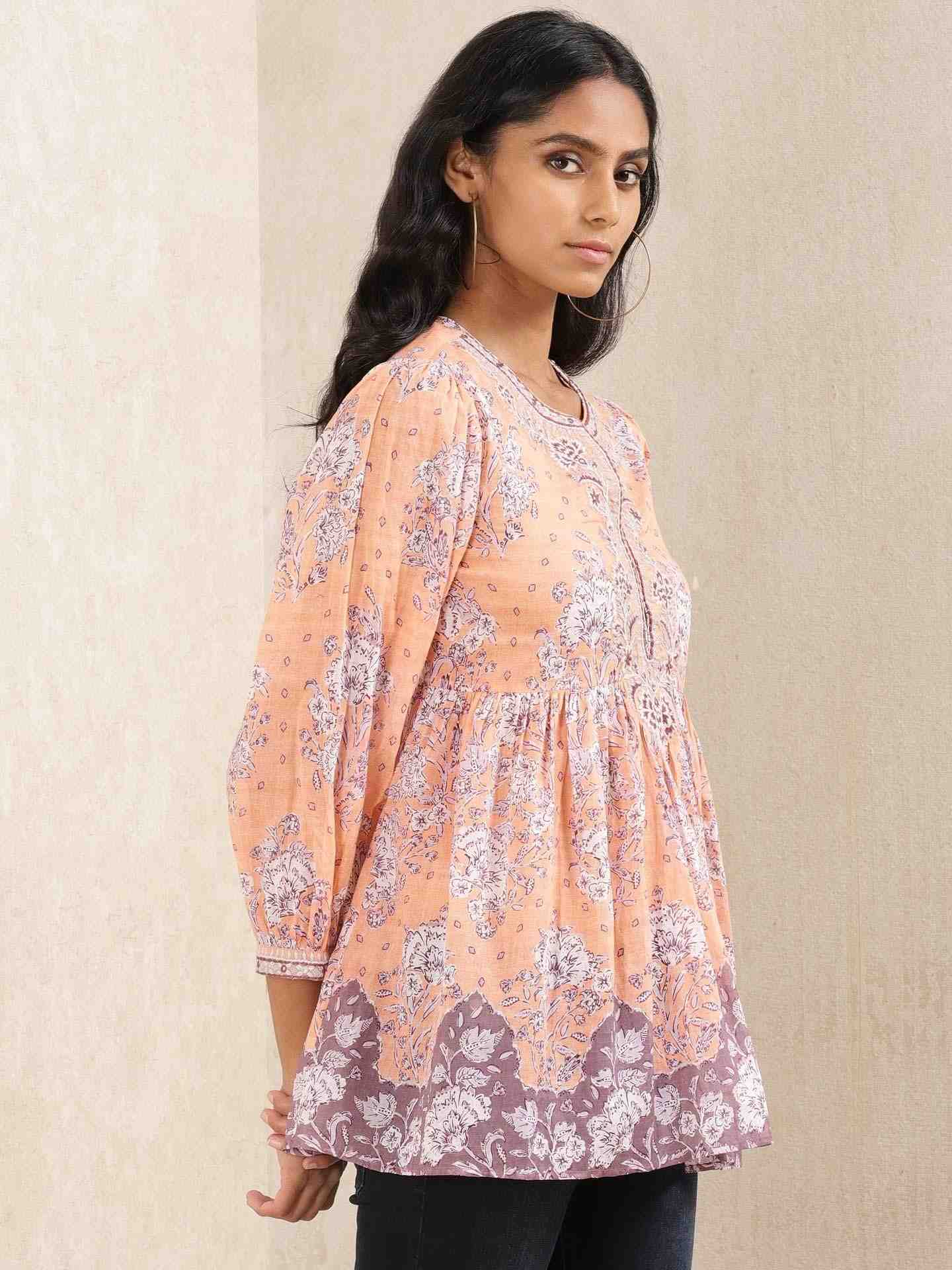 Peach Ratrani Kurti