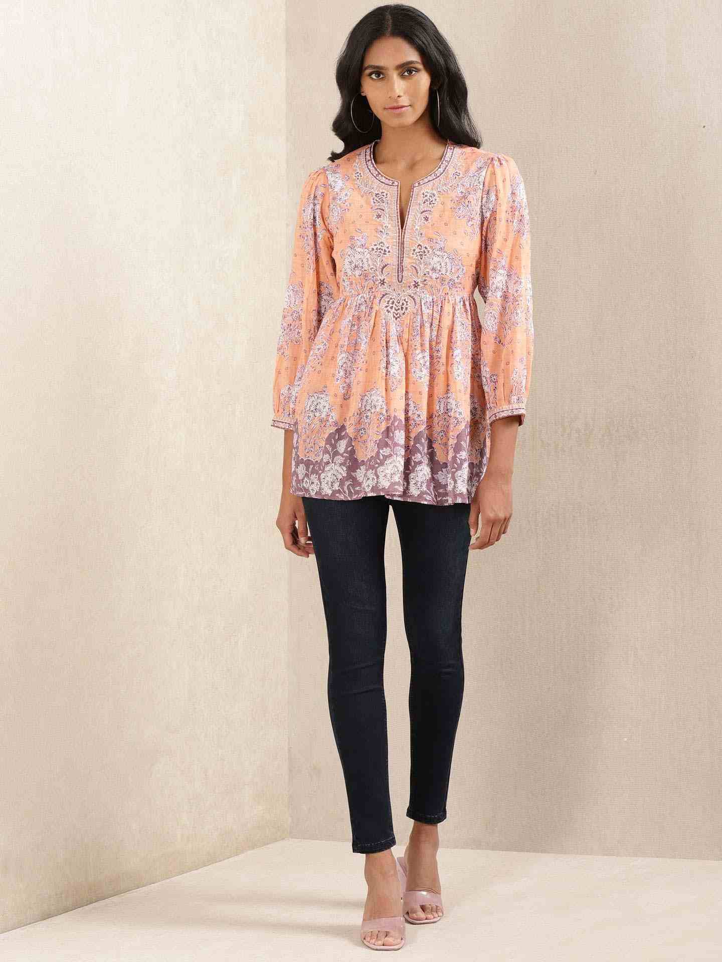 Peach Ratrani Kurti
