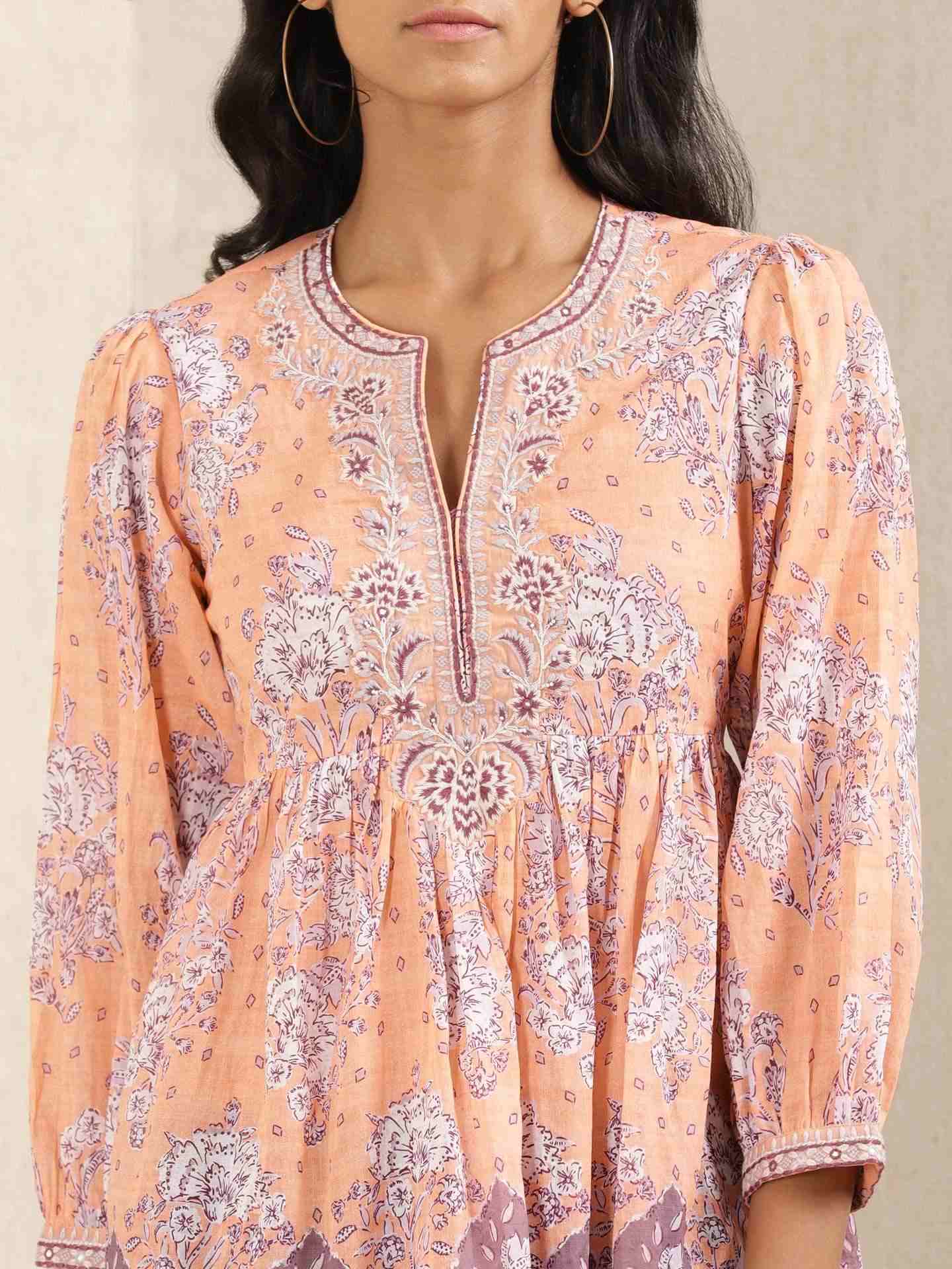 Peach Ratrani Kurti