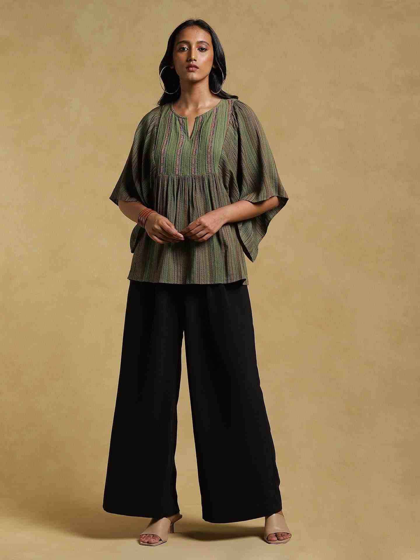 Green Ethereal Yarn-Dyed Cotton Kurti