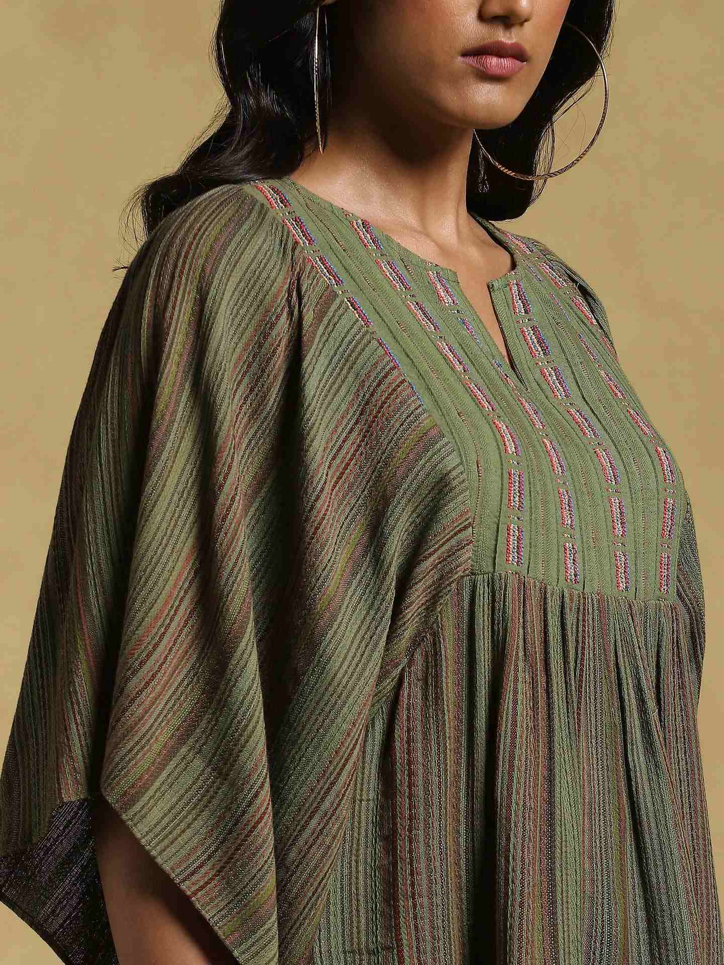 Green Ethereal Yarn-Dyed Cotton Kurti