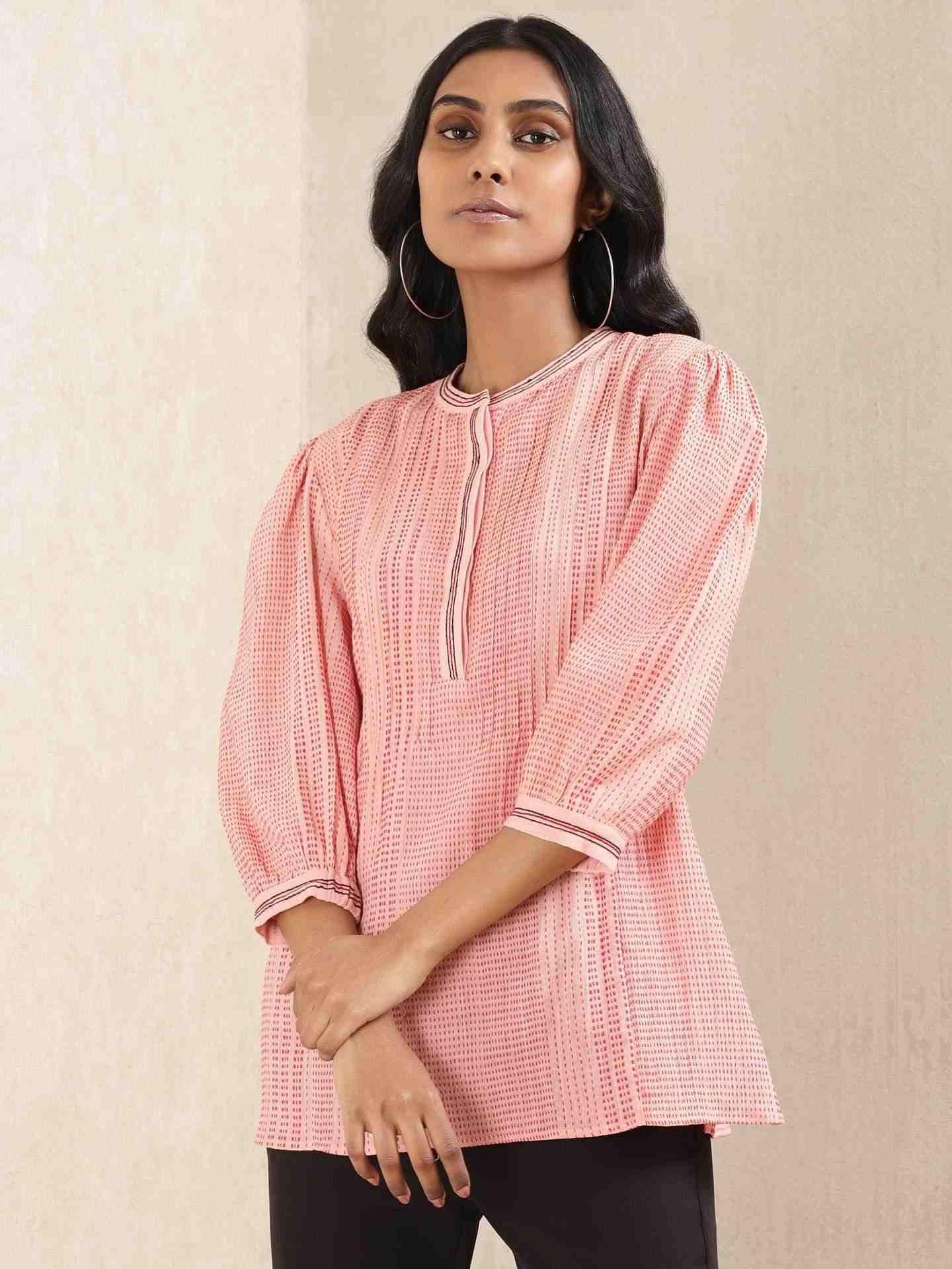 Pink Quint Yarn-Dyed Cotton Top