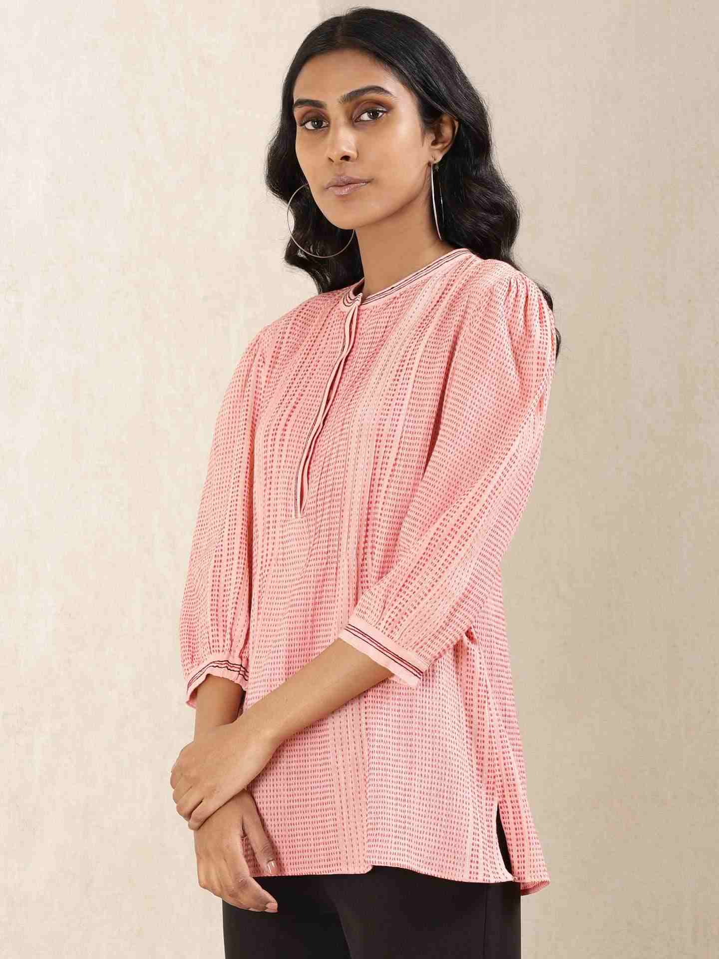 Pink Quint Yarn-Dyed Cotton Top