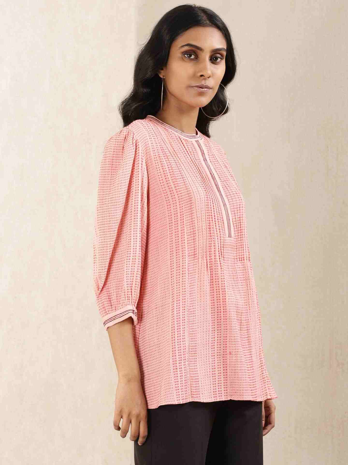 Pink Quint Yarn-Dyed Cotton Top