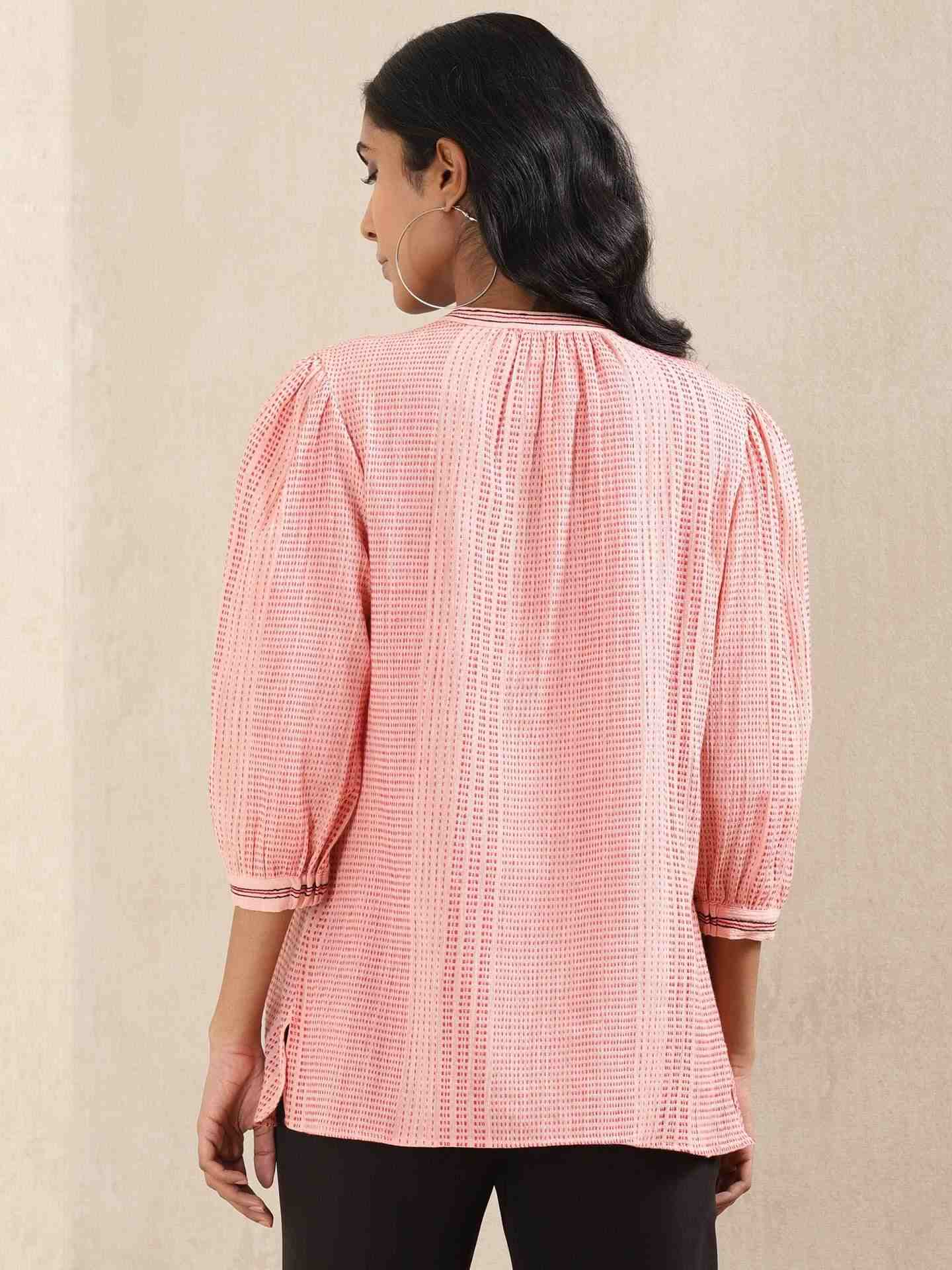 Pink Quint Yarn-Dyed Cotton Top