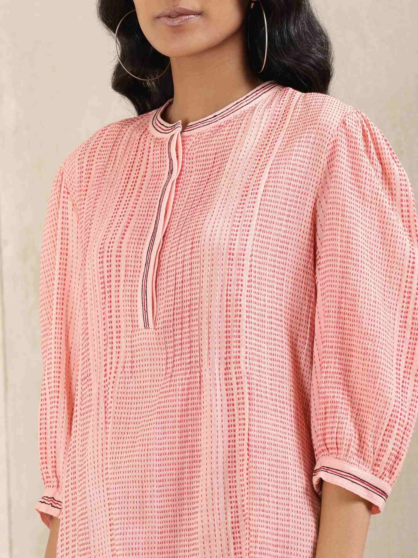 Pink Quint Yarn-Dyed Cotton Top
