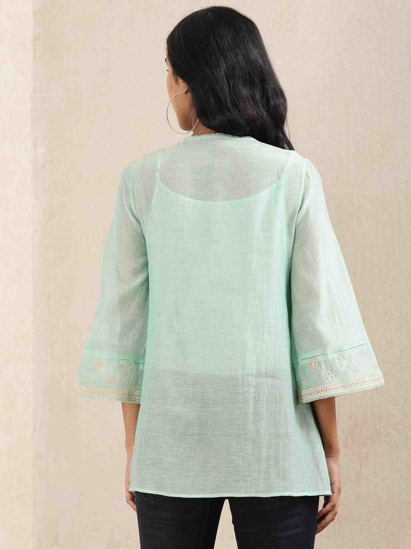 Aqua Ganges Chanderi Kurti