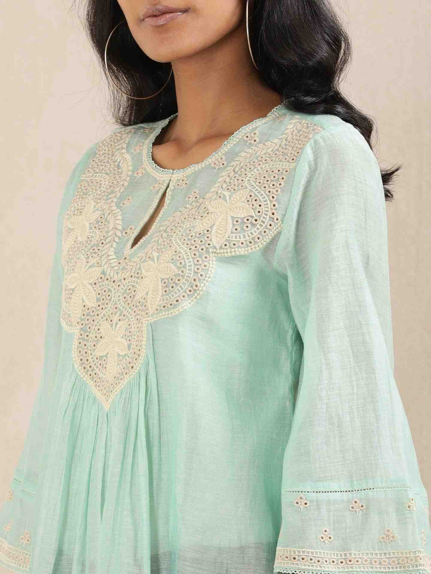 Aqua Ganges Chanderi Kurti