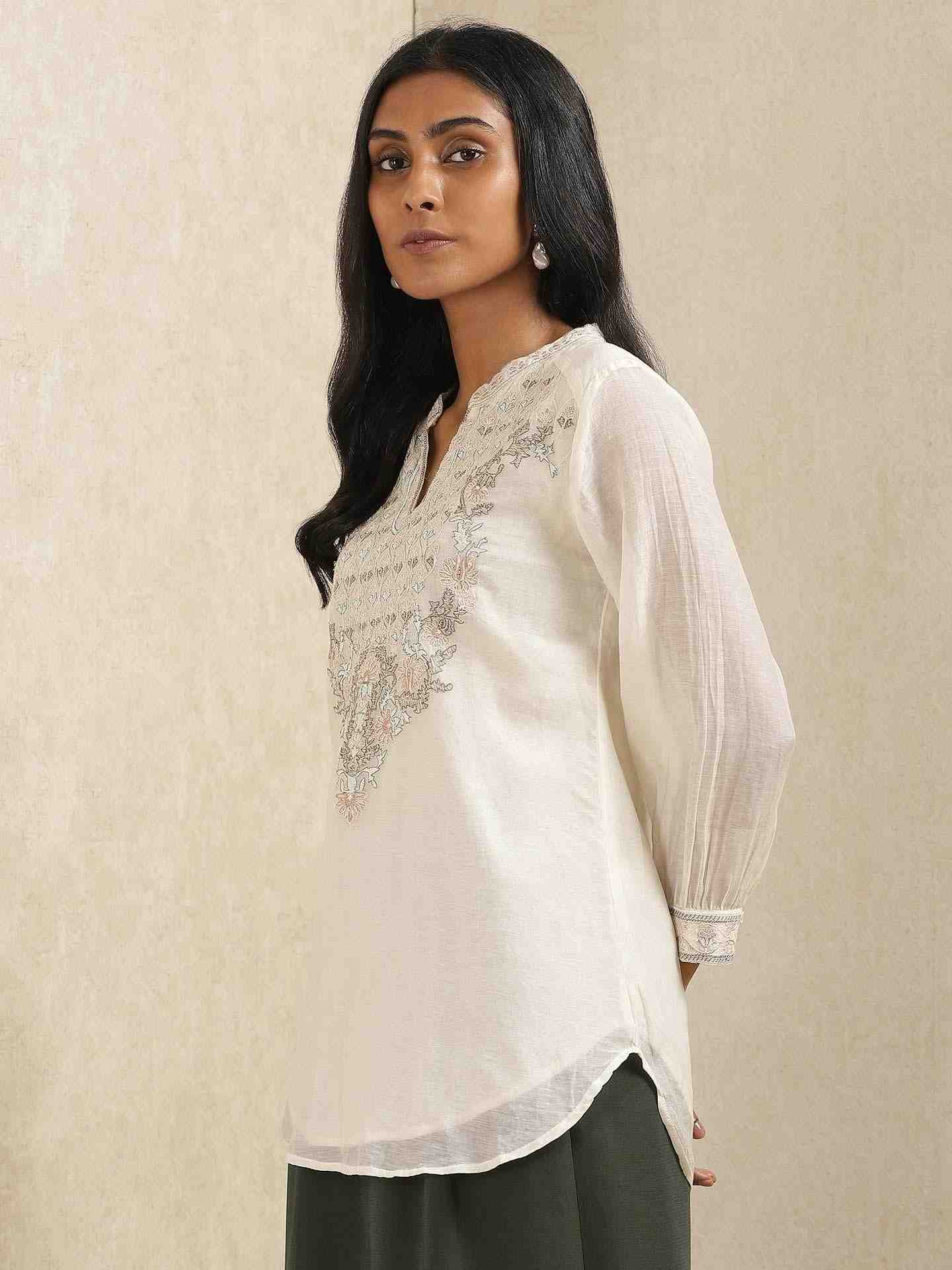 Ivory Rasbhari Chanderi Kurti