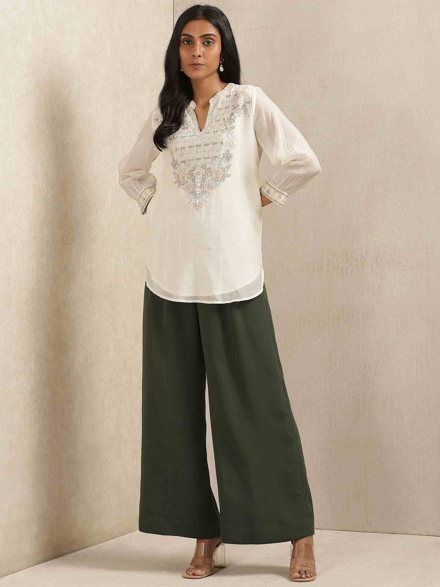 Ivory Rasbhari Chanderi Kurti