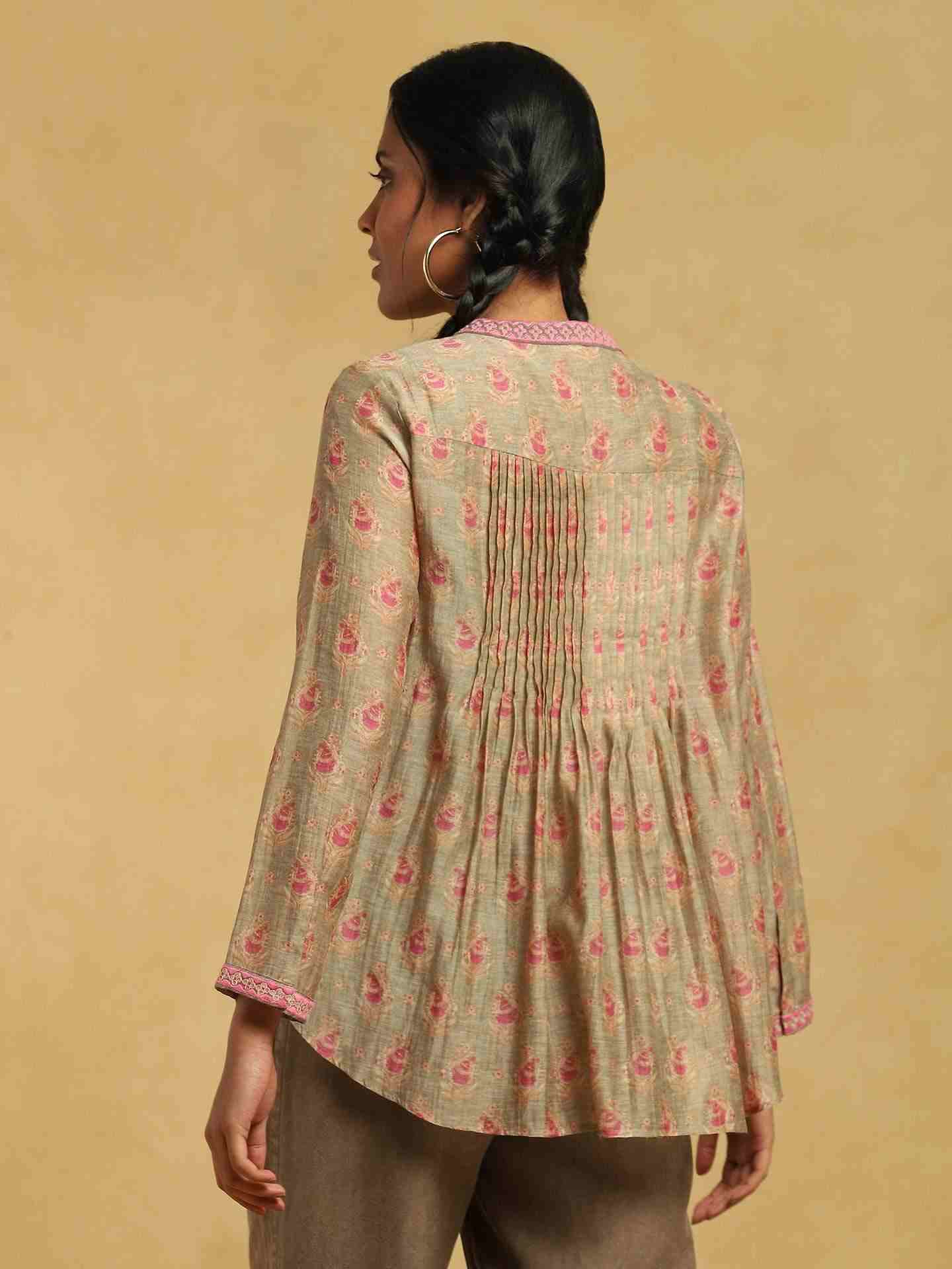 Olive Bulbul Chanderi Kurti