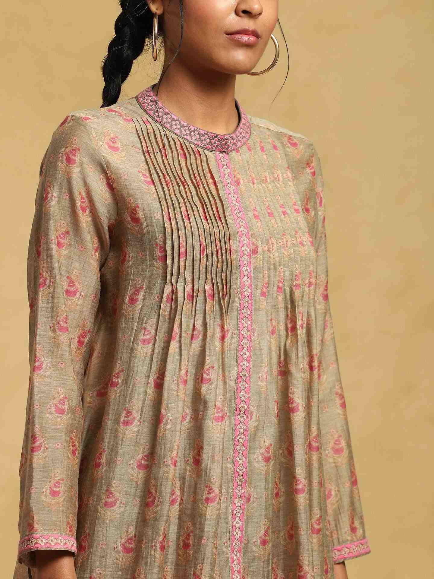 Olive Bulbul Chanderi Kurti