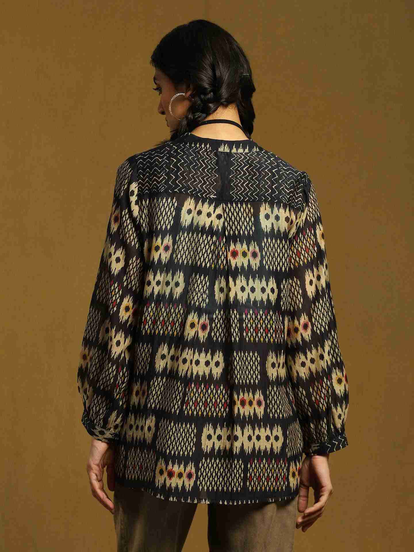 Black Glitch Chanderi Kurti