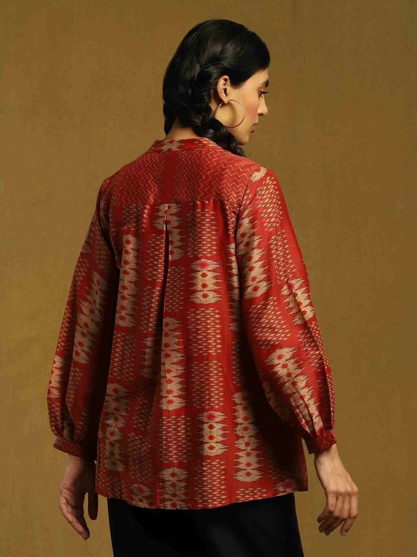 Rust Glitch Chanderi Kurti