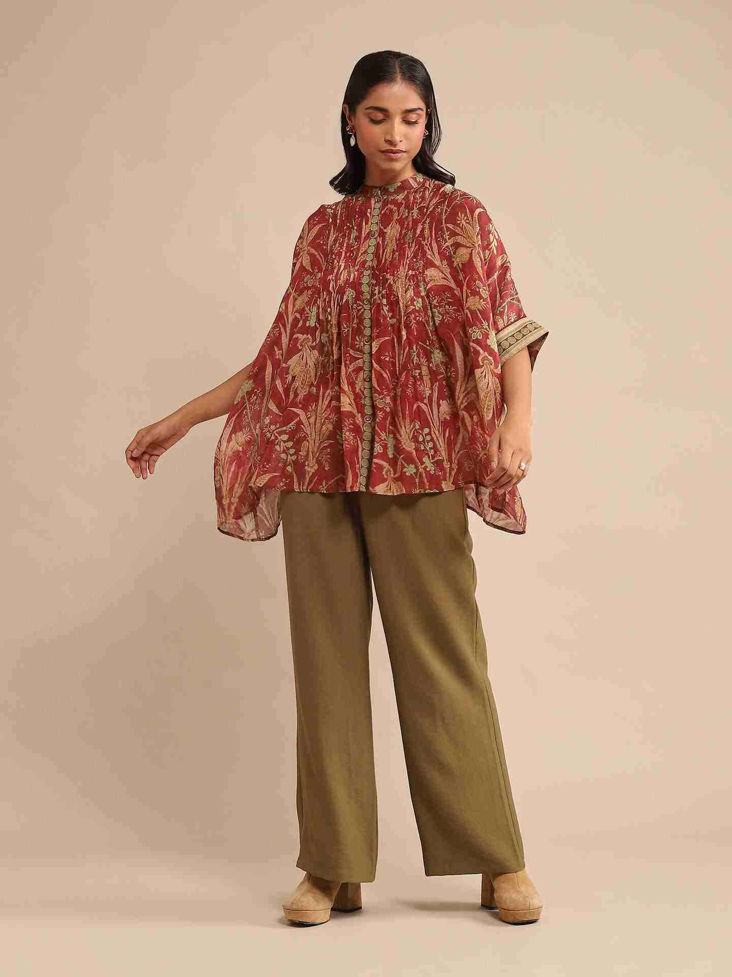 Wine Julia Chanderi Kurti