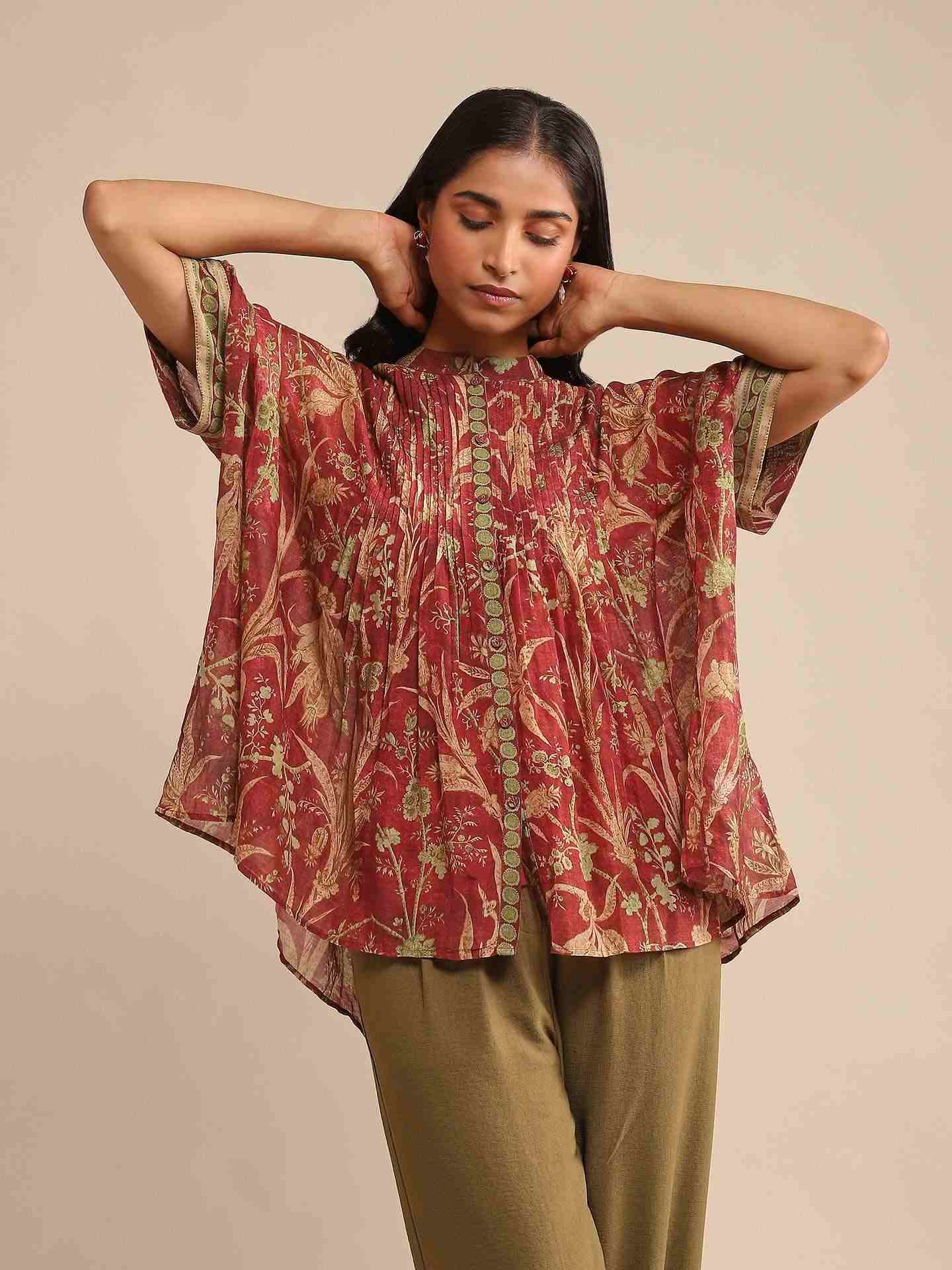 Wine Julia Chanderi Kurti