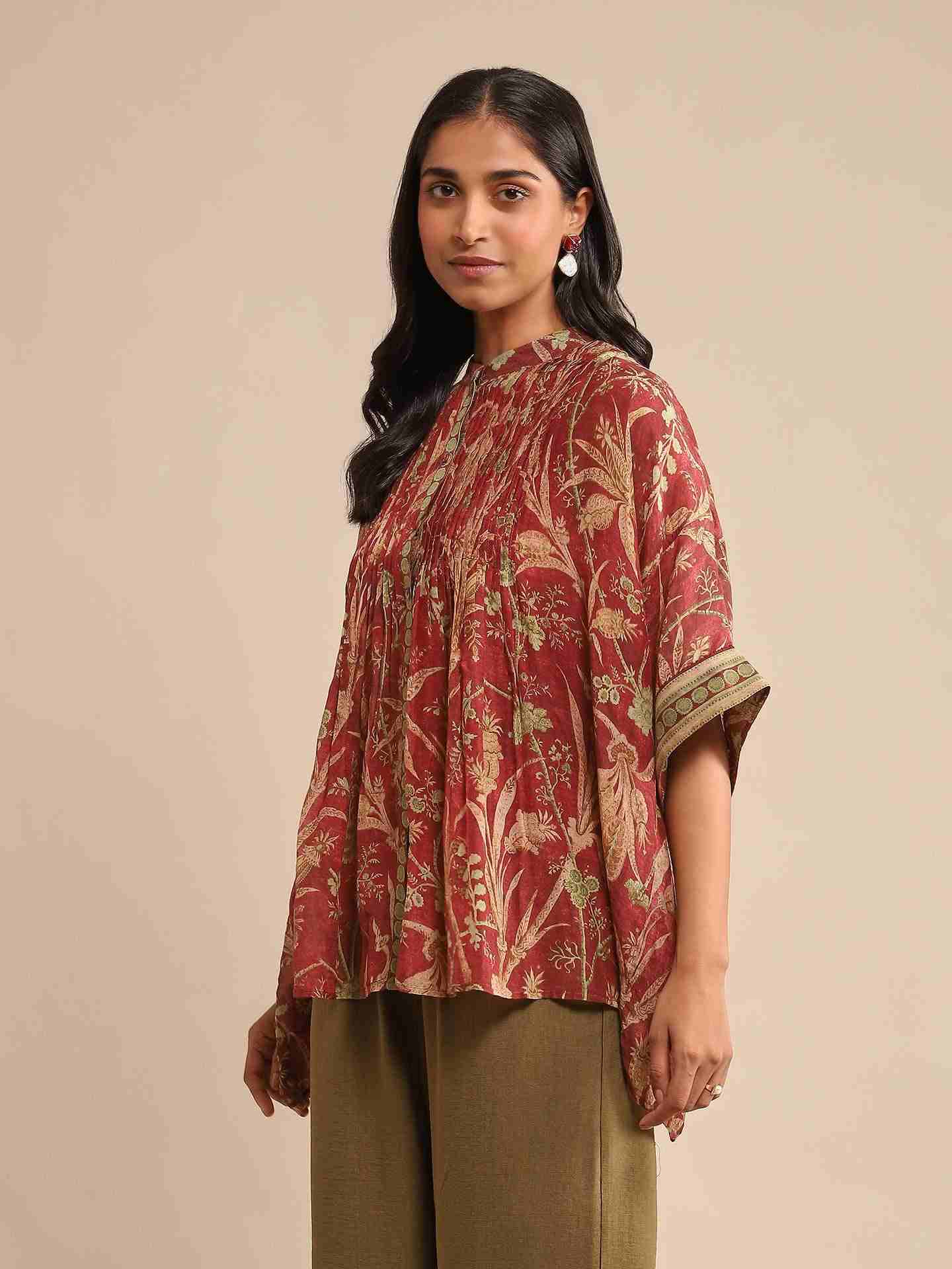 Wine Julia Chanderi Kurti