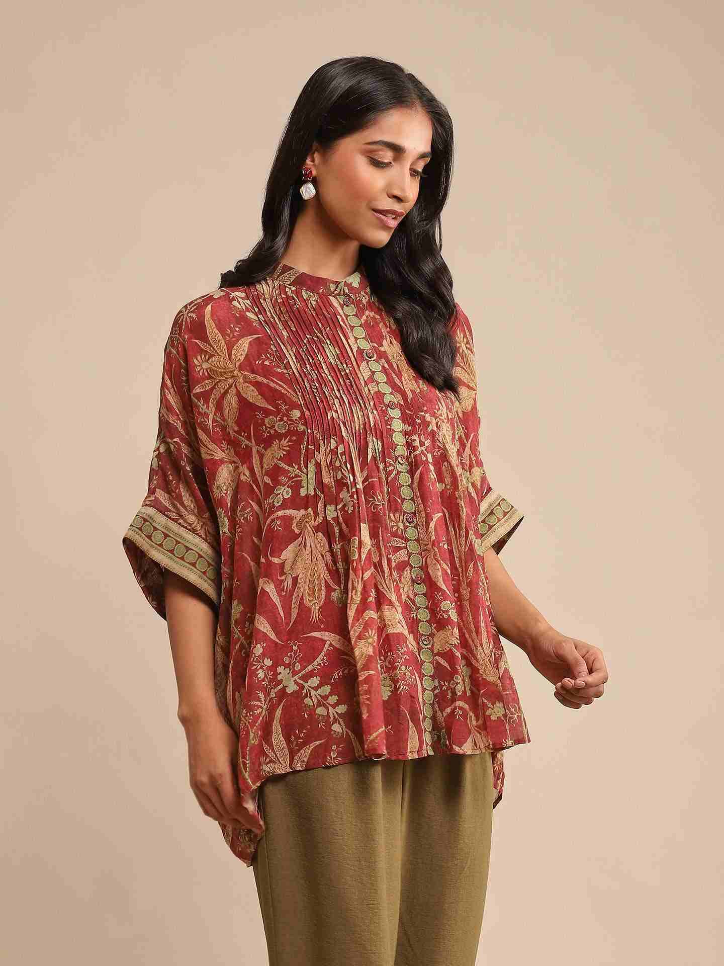 Wine Julia Chanderi Kurti