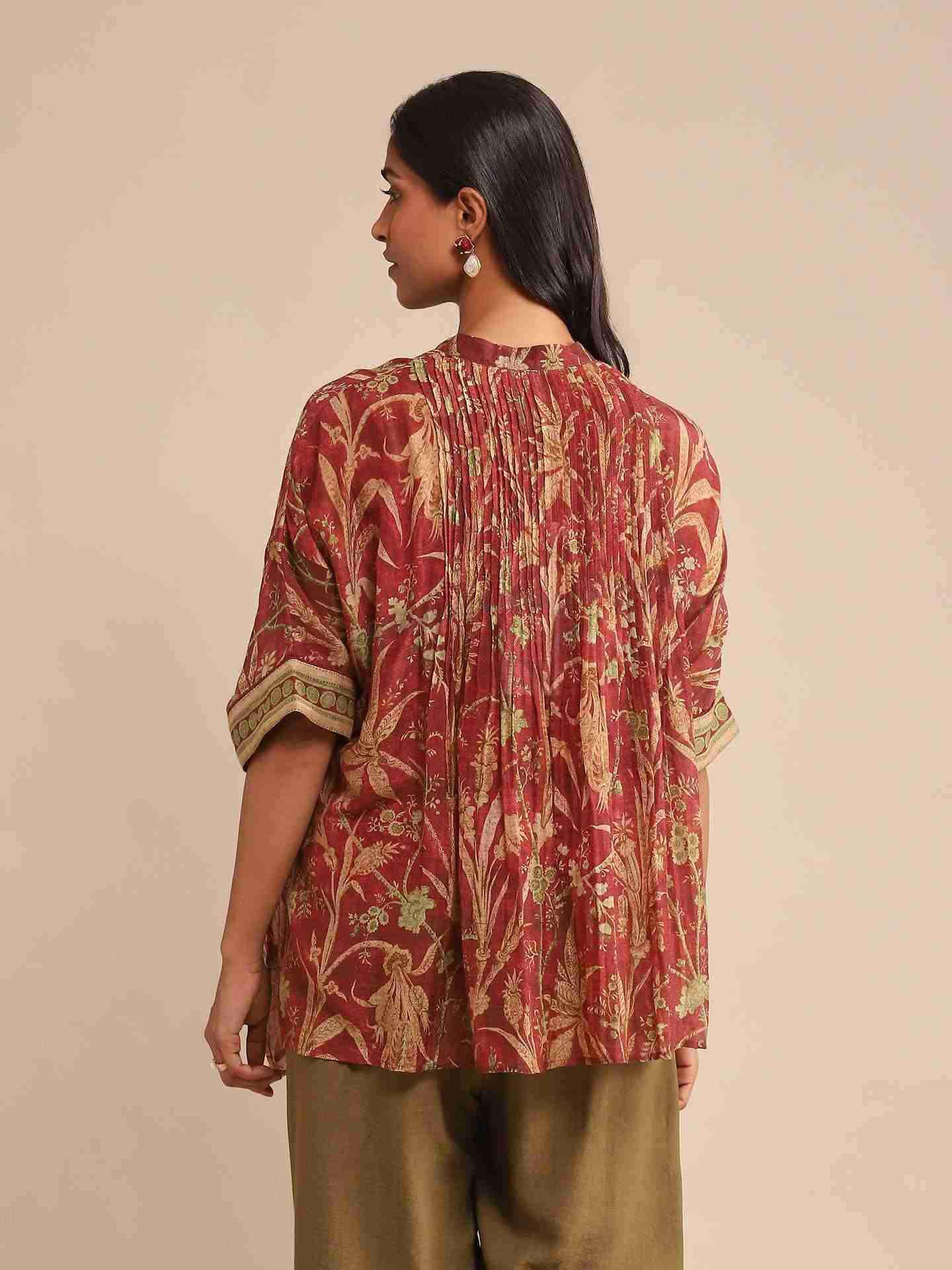 Wine Julia Chanderi Kurti