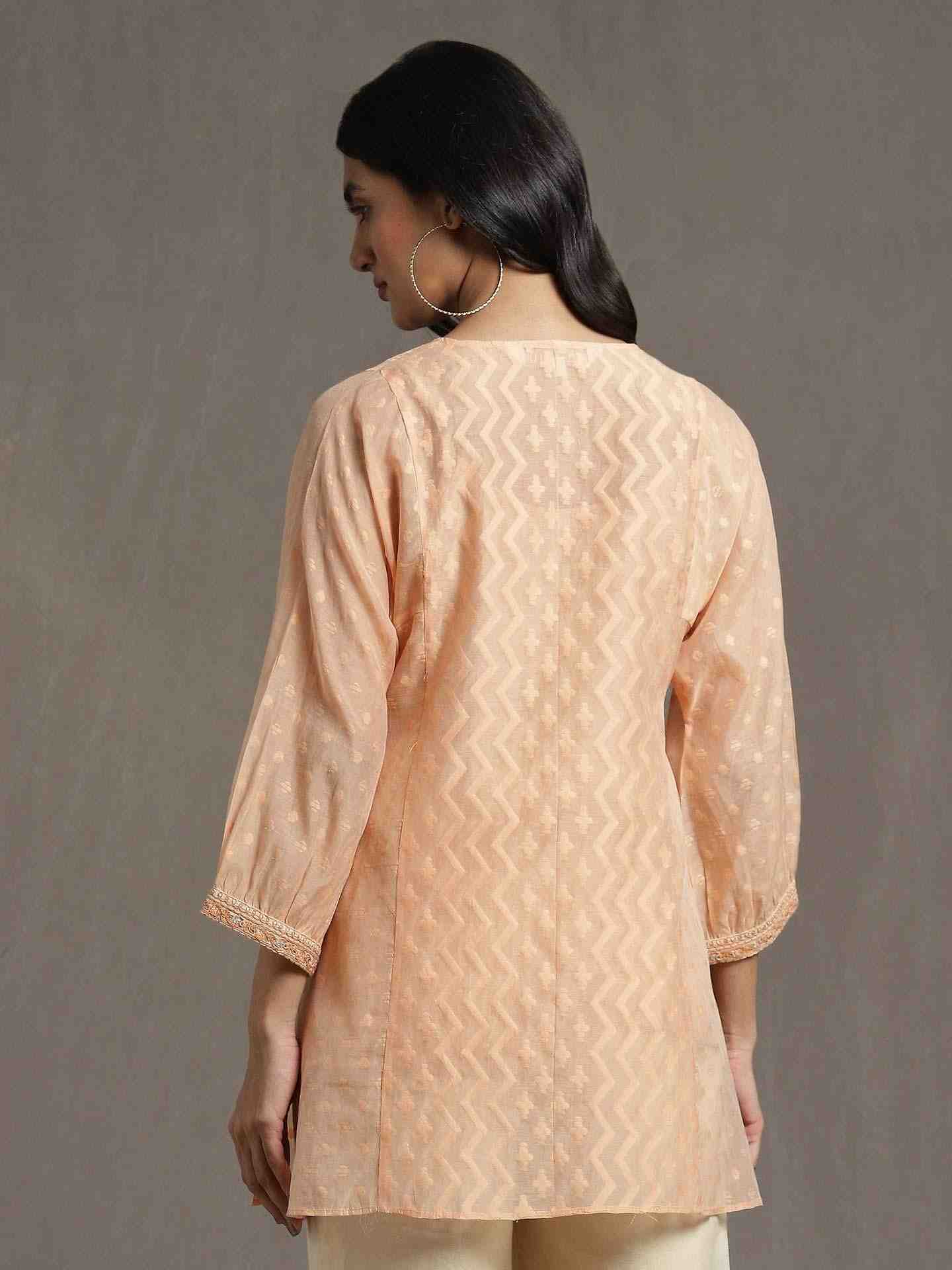 Peach Baadal Chanderi Kurti