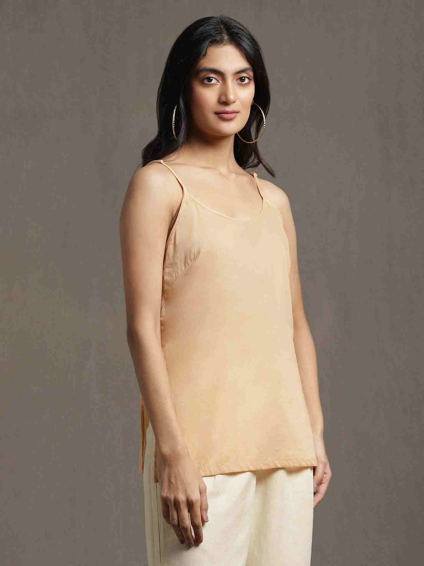 Peach Baadal Chanderi Kurti