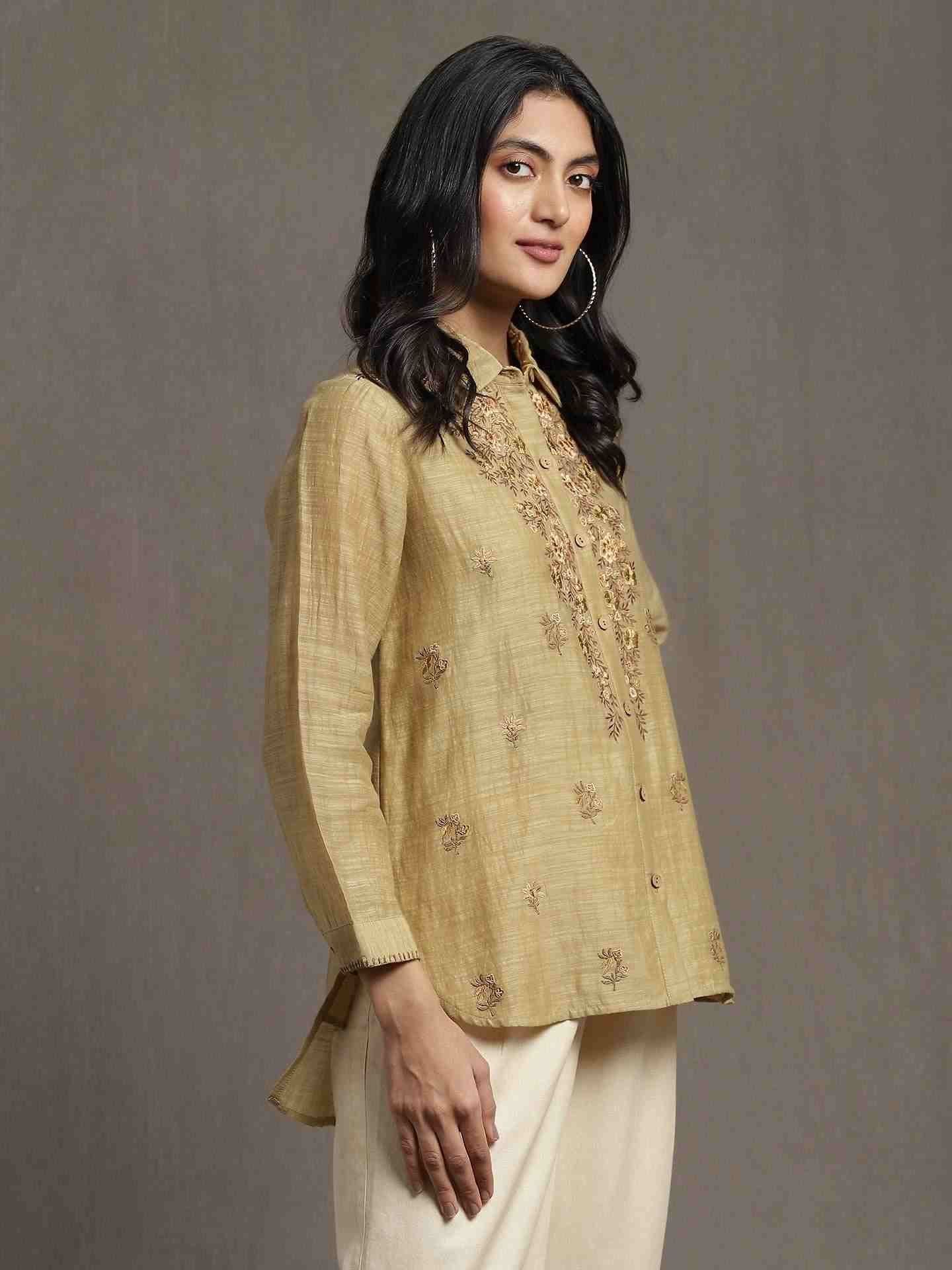 Green Whimsical Heritage Chanderi Kurti