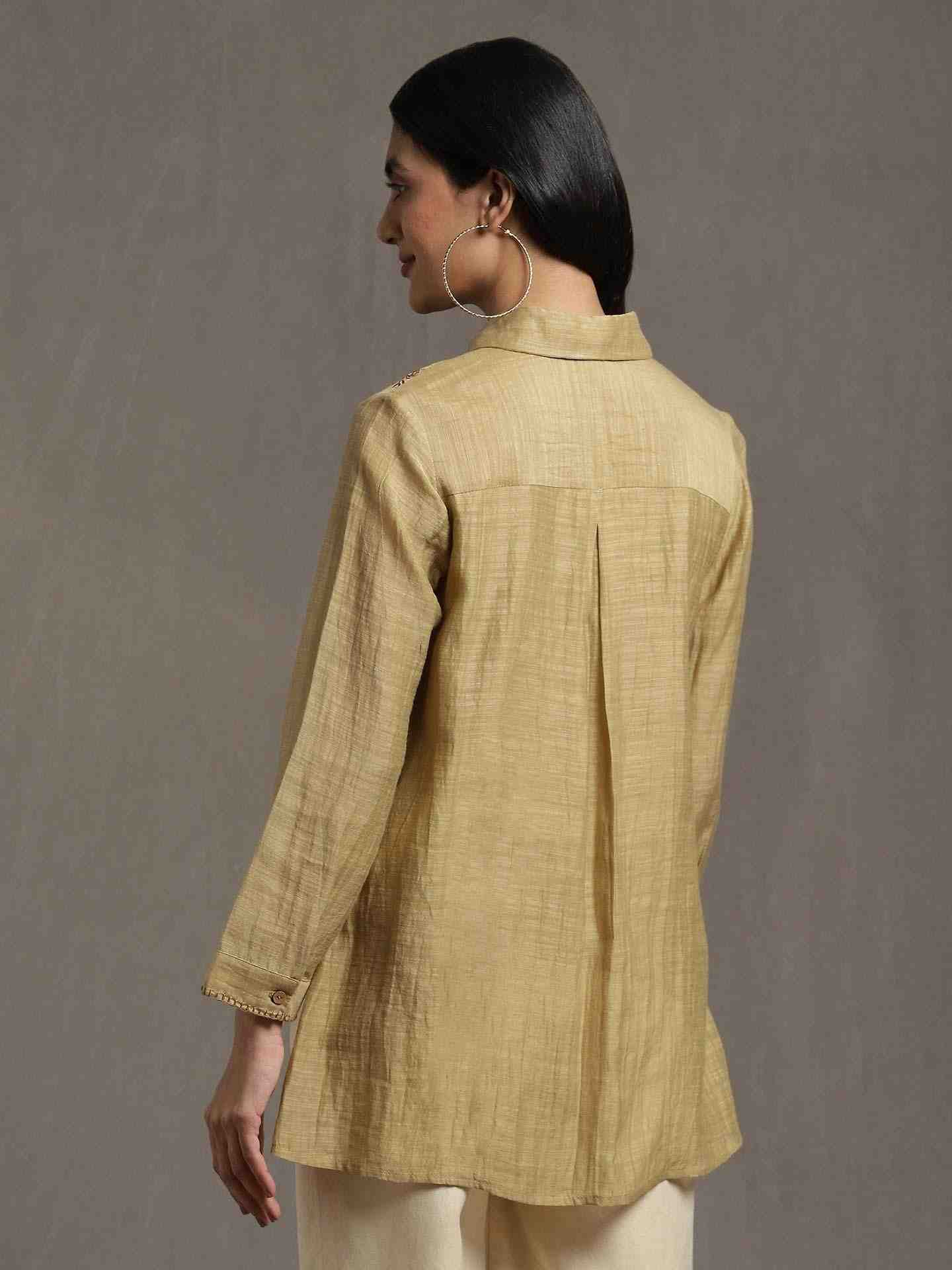 Green Whimsical Heritage Chanderi Kurti