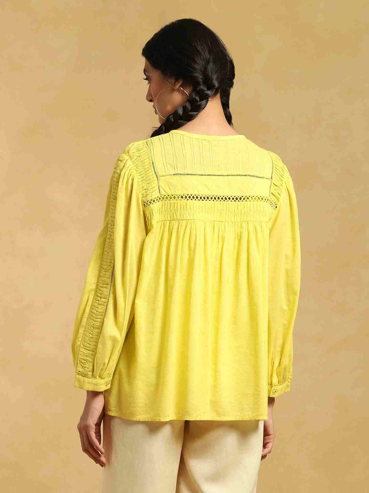 Neon Yellow Taxidermy Solid Cotton Kurti