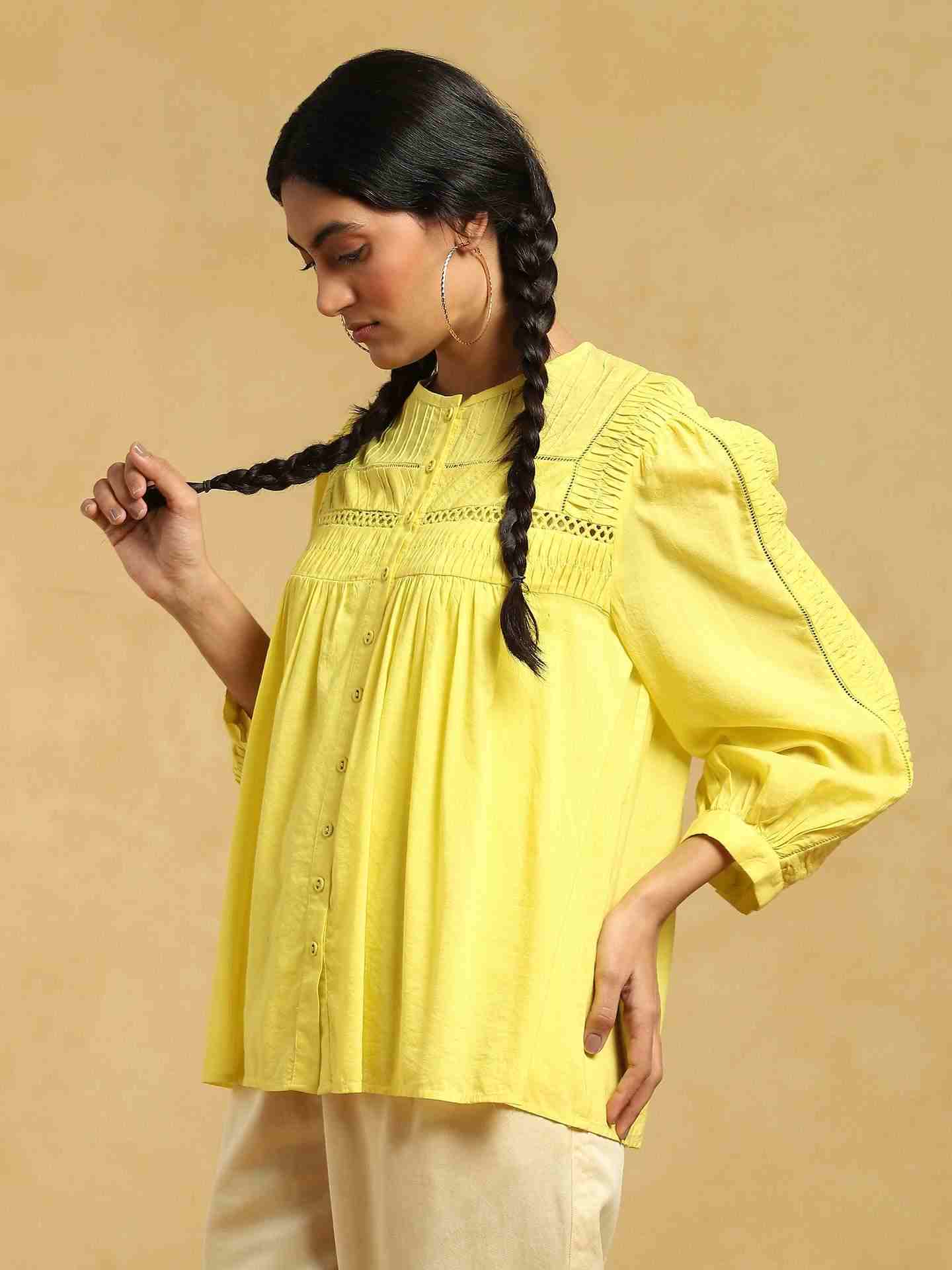 Neon Yellow Taxidermy Solid Cotton Kurti