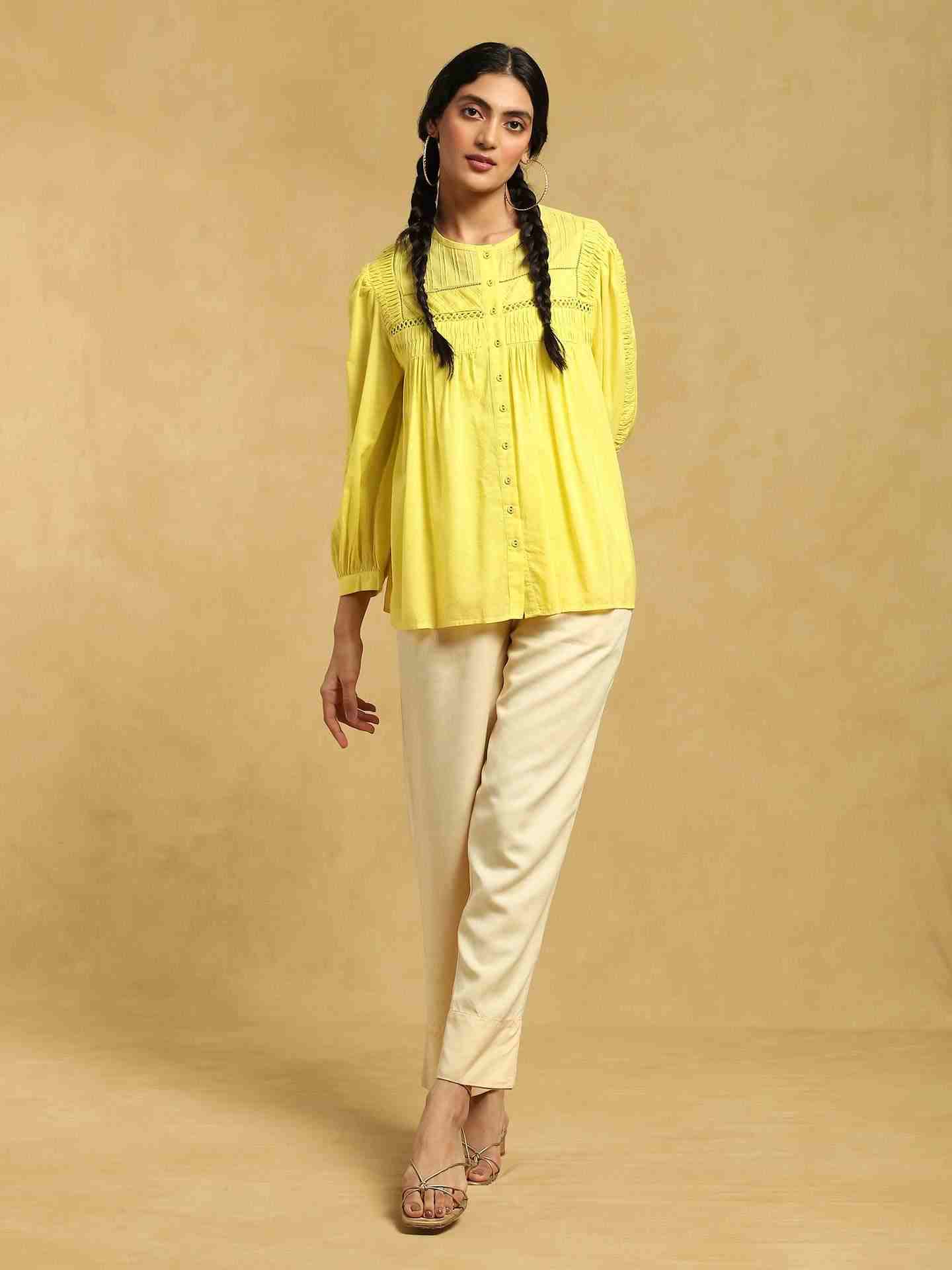 Neon Yellow Taxidermy Solid Cotton Kurti