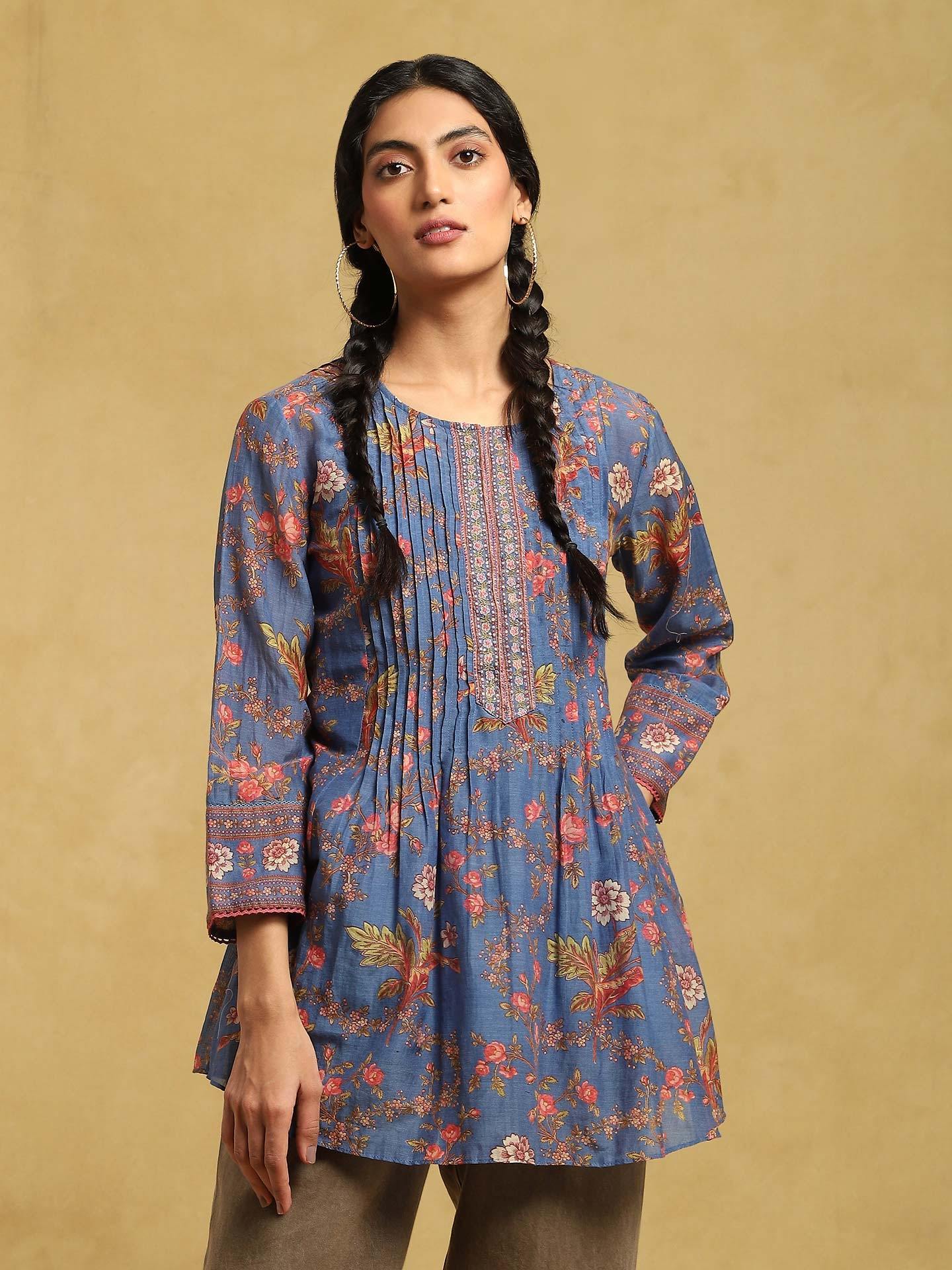 Blue Greece Cotton Kurti