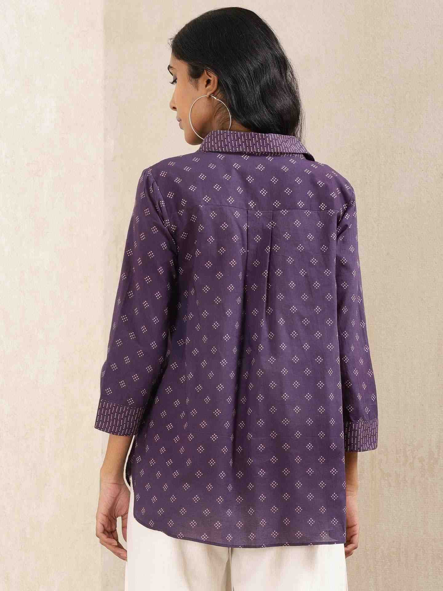 Ink Blue Quint Cotton Kurti