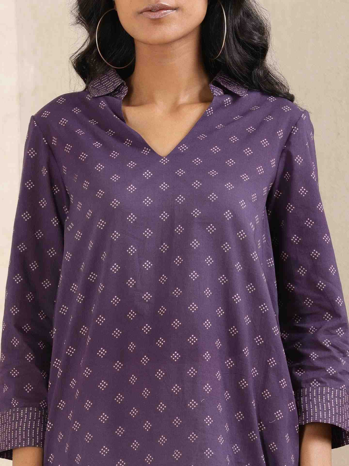 Ink Blue Quint Cotton Kurti