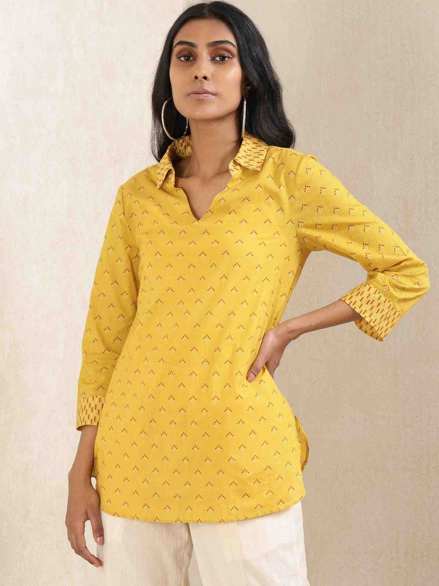 Yellow Quint Cotton Kurti